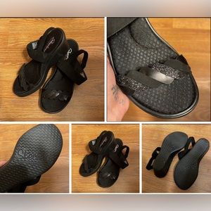 Sketchers Glitter Strap Sandals Womens Sketchers Memory Foam Glitter Sandals 8